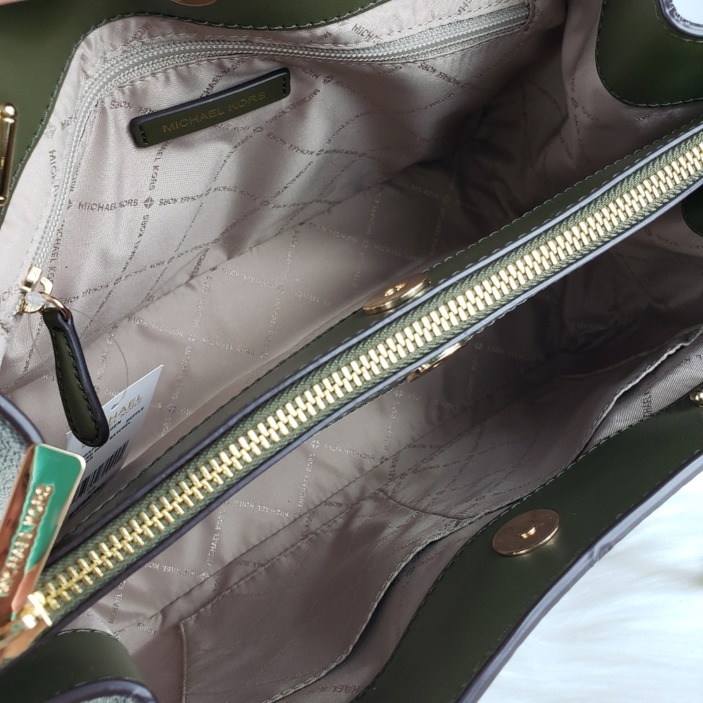 NWT Michael Kors LG Teagen satchel duffle green MK - Picture 9 of 10
